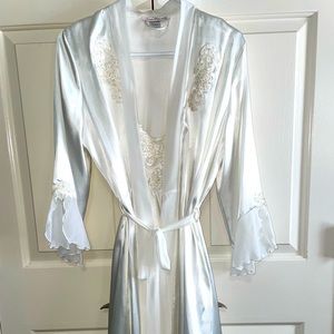 Satin White “Wedding Night” Gown & Robe, Gown size Medium, Robe size Sm/Md